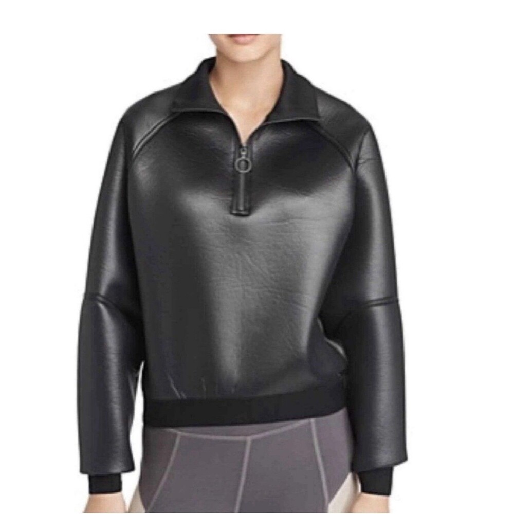 Avec Les Filles Size Medium 1/2 Zip Pullover Black